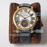 Swiss Replica Rotonde De Cartier Tourbillon Gold Watch 42mm